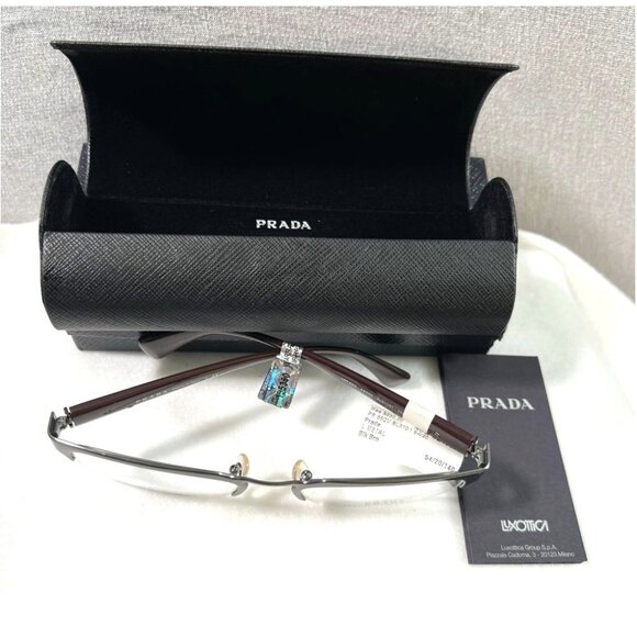 Prada Eyeglasses Mens Metal Semi Rimless Frame 54-20-140 VPR 660 Italy - Picture 5 of 5